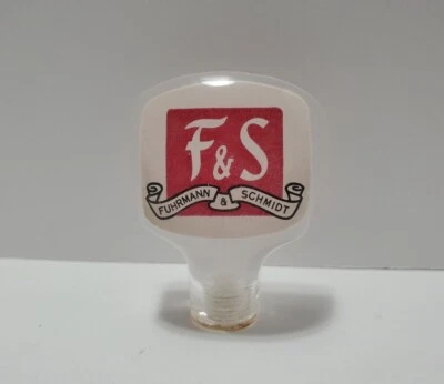 Original F&S Beer- Clear Knob Tap Handle Fuhrmann and Schmidt Shamokin PA Bar - Image 1 of 4