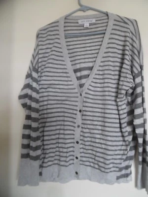 Pure Energy серый в полоску кардиган свитер с длинным рукавом размер XL - Изображение 1 из 3