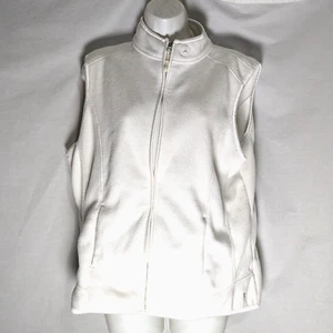 Danskin NOW White Fleece Vest, Sleeveless Full Zip Jacket, Women's Sz XL (16/18) - Picture 1 of 12