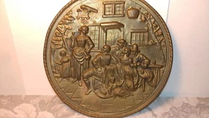 Vtg Embossed Brass Decorative Wall Plate/ Cabaret/ England - Picture 1 of 3