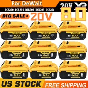 10 Pack Battery For DeWalt 20V 20 Volt Max 8.0AH DCB206 Lithium-Ion Replacement - Picture 1 of 14