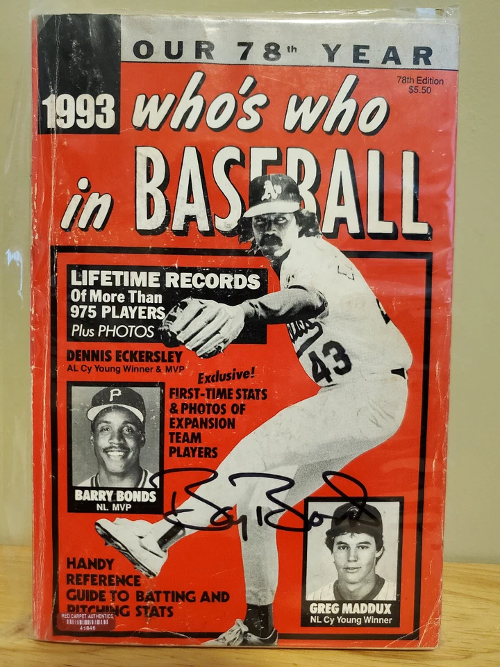 Barry Bonds Signed Autographed Who's Who in Baseball 1993 78th Edition with COA - Image 1 of 4