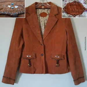 Vtg WL Wilsons Leather Womens L Lined Suede Jacket. Southwestern Native American - Picture 1 of 19