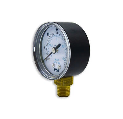 Manometer Wasser Druckmesser 2 bar 1/4" AG selbstdichtend Filterkessel Ventil - Bild 1 von 4