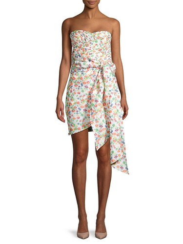 Abito da donna Tory Burch taglia 8 $898 mini festa senza spalline fiocco plissettato