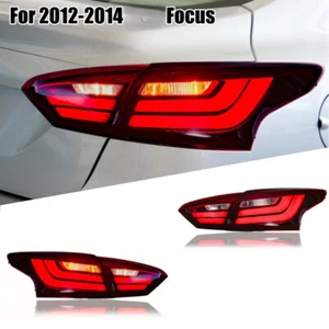 L+R Red DRL Tail Lights Sequential LED Tube Lamps for 2012-2014 Focus Sedan - Foto 1 di 9
