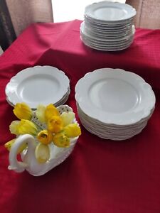 A. Laternier, Limoges France White Scalloped & Embossed Edge China. RARE FIND!