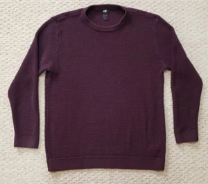 H&M Deep Burgundy Waffle Knit Crew Neck Sweater Men's Size Large EUC! Retail $50 - Picture 1 of 3
