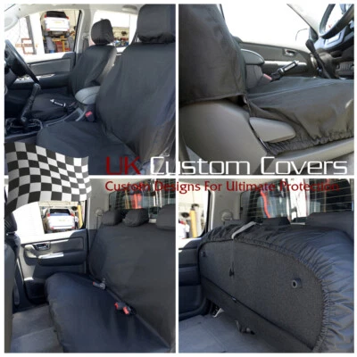 TOYOTA HILUX 2013 FUNDAS DE ASIENTO DELANTERAS TRASERAS IMPERMEABLES A MEDIDA - NEGRO 139 140 Foto 1 de 4