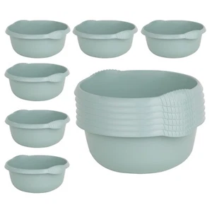 18 x Plastic 28cm Round Washing Bowl 5L Capacity Handle Kitchen Sink Silver Sage - Picture 1 of 6