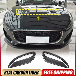 Fit For Jaguar F-Type 2021UP REAL Carbon Front Bumper Hood Air Vent Cover 2PCS - Picture 1 of 13