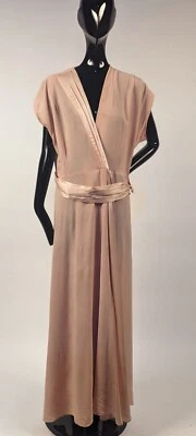 1940’S PINK CREPE WRAP DRESS W SATIN EDGING - Image 1 of 4