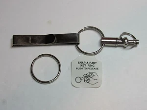 Stainless Steel Belt Clip Keychain w/Snap On Quick release Holder+Spare Key Ring - Picture 1 of 2