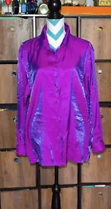 De colección. Camisa Blusa Top KAREN SCOTT Peltre Brillo Púrpura Rosa Metálico Talla XL - Imagen 1 de 4