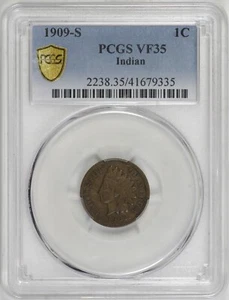 1909-S Indian Head Cent 1c PCGS VF35, Key Date [BN335] - Picture 1 of 4