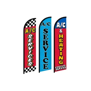 Auto Home AC & Heating Services Variations Windless Advertising Banner Flags - Picture 1 of 6