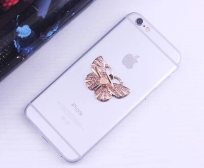 Suporte de anel telefone 360 rotação moda cristal pedra preciosa borboleta - Imagem 1 de 4