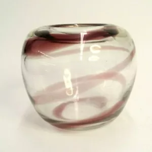 Mundgeblasene lila & klare Glas Vase Swirl Studio Kunst Topf Handarbeit - Bild 1 von 4