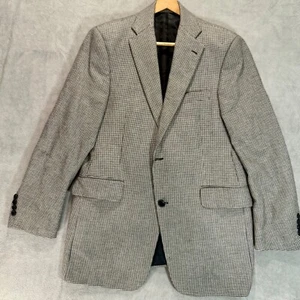 SILVERSTONE Mens Size 40 Blazer Black White Houndstooth 100% Cashmere Union Tag - Picture 1 of 20