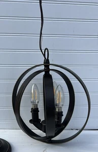 Aged Bronze Chandelier Hanging Light Orb Calm Light Decor Circle Light Interior - Picture 1 of 9