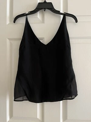 J Brand Women's Black Silk LUCY Cami Sheer Back Sz M - Image 1 of 4