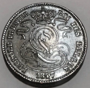 1847 BELGIUM 10 Centimes - Copper - Leopold I. - High grade - Picture 1 of 2