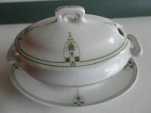 KPM Rarität Senftopf als Miniterrine (1904-1927) geometrischer Jugendstil  - Bild 1 von 7