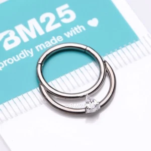 Implant Grade Titanium Golden Double Loop Teardrop Sparkle Clicker Hoop Ring - Picture 1 of 4