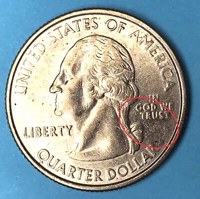 2007 Washington State Quarter Error Strike Through Grease Mint Error No Mintmark - Image 1 of 3