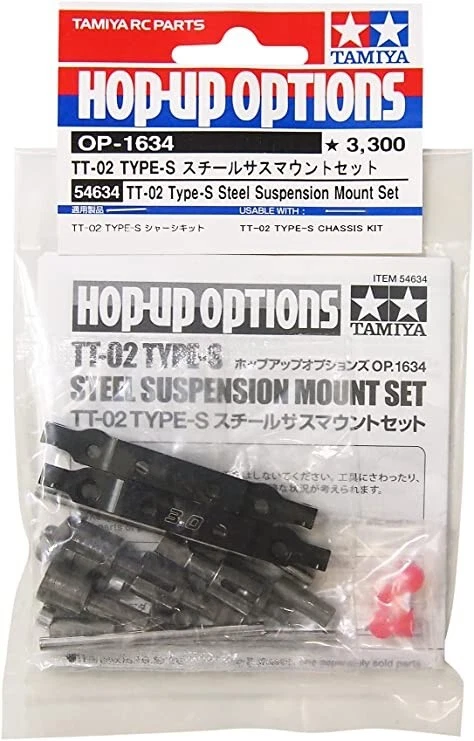 Tamiya 54634 TT-02 Type S Steel Suspension Mount Set Ant + Post Acciaio Original - Immagine 1 di 1