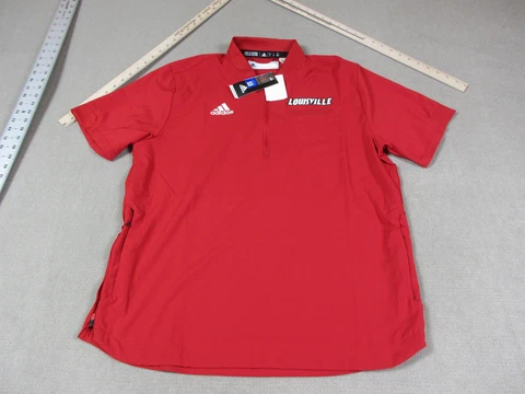 Louisville Cardinals Jacket Mens Medium Red 1/4 Zip Pullover Shirt Top Adidas Cover