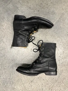 FRYE Veronica Combat schwarze Lederstiefel – Größe 7 - Bild 1 von 10