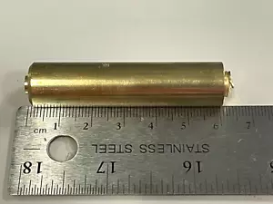 BRASS Solid Cylinder - 6 cm x 1.5 cm - Tapped on 1 End - Used - $4.99 each - Picture 1 of 8