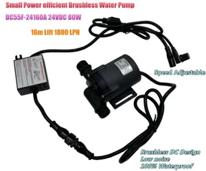 DC55F-24160A 24VDC Speed Adjustable Smart Brushless Water Pump 80W 16M 1800LPH - Picture 1 of 13