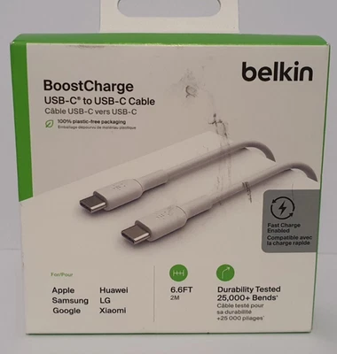 Belkin Boost Charge USB-C to USB-C  Apple . 2M/6.6fT. iPhone. Sync.New - Image 1 of 4