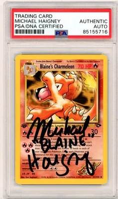 PSA Signed Micheal Haigney Blaine's Charmeleon 31/132 Gym Challenge 1st Edition - Image 1 of 2