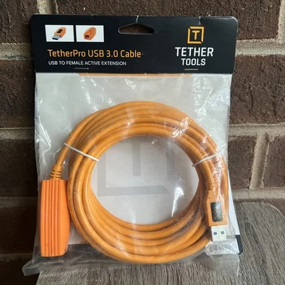 Tether Tools TetherPro USB 3.0 to USB Female Active Extension (16'/ Orange) - Image 1 of 2