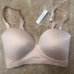 NWT Soma Enbliss Luxe Wireless Lace Beige Nude Comfort Hush Bra 34DD *flaw - Picture 1 of 5