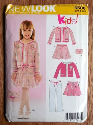 NEW Simplicity NEW LOOK Kids Pattern 6506 Girls sz 3-8  Skirt*Jacket*Pants*Purse - Image 1 of 2