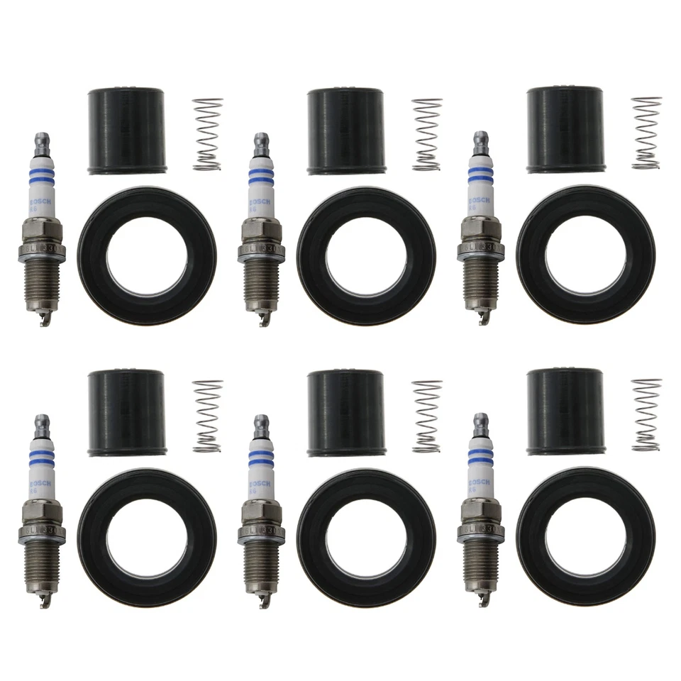 Bosch 6 Double Iridium Spark Plugs & NGK Coil Boots Kit for Acura MDX 3.7L V6 - Image 1 of 1