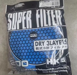 HKS Super Filter 200mm Dry 3 Layers Air Intake Filter Blue Performance Universal - Picture 1 of 1