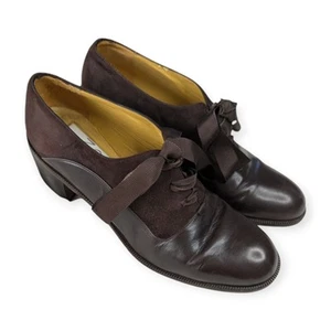 Vintage Joan & David Too Block Heel Suede Leather Oxford Shoes US 6.5 - Picture 1 of 8