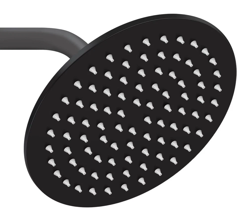 Cabezal de ducha de lluvia redondo negro mate de 8 pulgadas de acero inoxidable ducha de alta presión H Foto 1 de 4