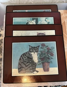 Pimpernel Cat Placemats Set Of 4 Cork Backs Vintage England 11.75" x 15.75" - Picture 1 of 9