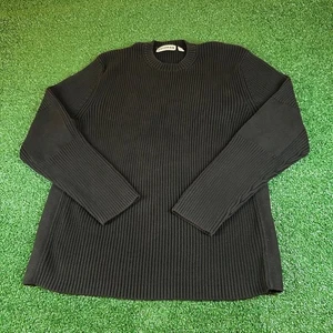Express Ribbed Knit Sweater Crew Neck Long Sleeve Cotton Black Mens Large - Picture 1 of 9