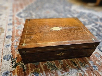 Antique Rosewood Travel Writing Box | Victorian Lap Desk | Very Clean - Image 1 of 4