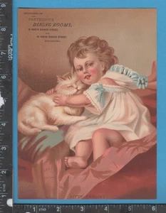E875 Kitty Darling Rebhuhn Esszimmer N 8th St Philadelphia Penn tc weiße Katze - Bild 1 von 2