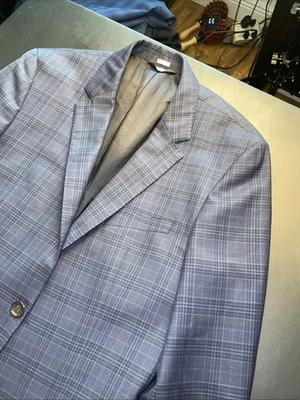 Hugo Boss 38R Blue Plaid Lanificio Tesse Wool The James4 Vented Blazer. - Image 1 of 4