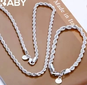 Set Collana + Bracciale Argento 925 Look Casual Unisex – Stile e Dettaglio - Foto 1 di 6