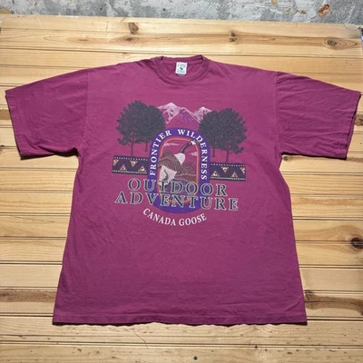 复古 90 年代 Canada Goose 户外冒险荒野图案 T 恤 - XL 码 — 第 1/4 张图片
